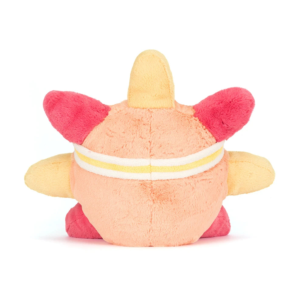 Jellycat Amuseables Sun roller skates en peluche vue arrière avec des couleurs vives.