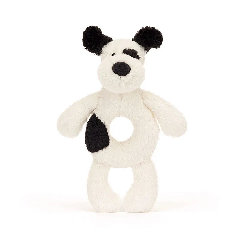 Jellycat - Hochet Chiot Noir et Crème