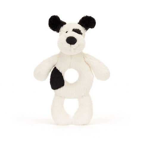 Jellycat - Black and Cream Puppy Rattle