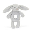 Jellycat-Bashful Grey Bunny Ring Rattle (hochet lapin gris)