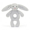 Jellycat-Bashful Grey Bunny Ring Rattle (hochet lapin gris)