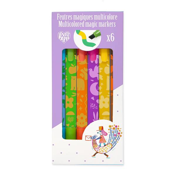 Djeco-6 Multicolor Magic Markers