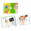 Maquillage créatif enfants : livre avec modèles de maquillage, perroquet et visages colorés.