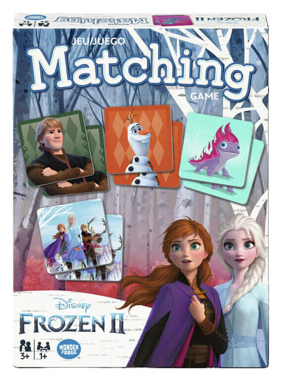 Jeu de mémoire La Reine des Neiges 2 avec personnages emblématiques d'Olaf, Anna et Elsa, idéal pour les enfants.