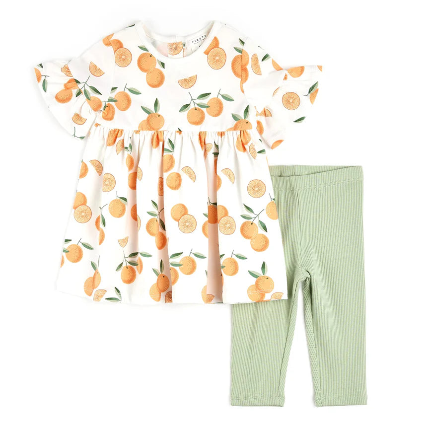 Petit Lem - Ensemble robe+leggings - Oranges 12 mois