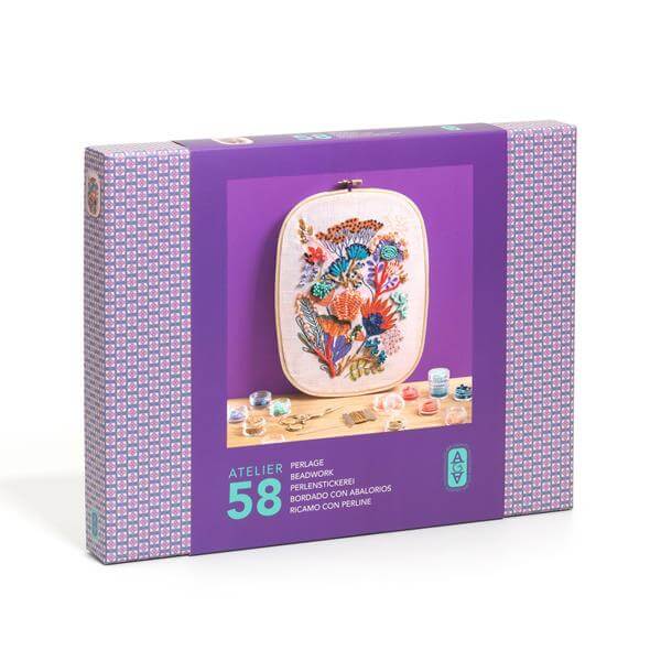 Atelier 58 - Perlage - Lagon, kit de broderie haute couture avec perles, pour un savoir-faire en perlage haute couture.