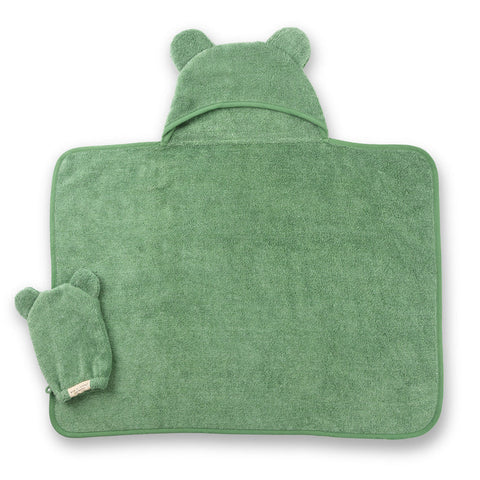 Bella-Tunno-Set Hooded Towel + Washcloth Sea Foam