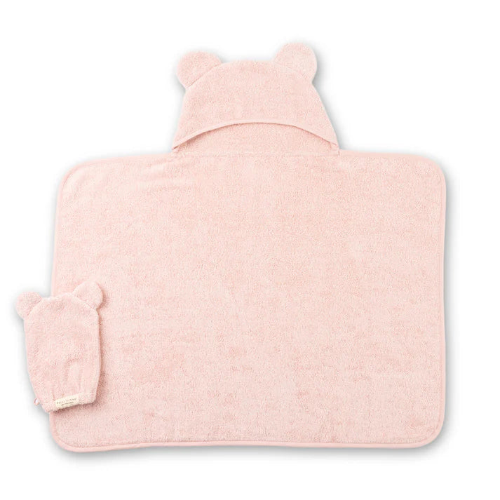 Bella Tunno-Set Hooded Towel + Washcloth pink