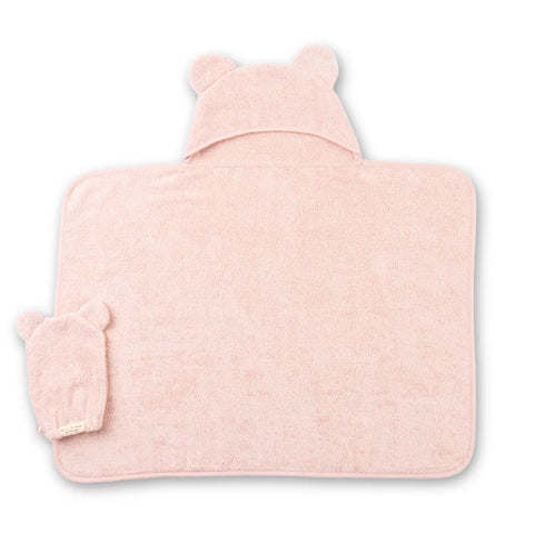 Bella Tunno-Set Serviette à Capuche + Gant de Toilette rose