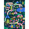 puzzle camping 1000 pièces illustration animée d'une scène de camping avec amis et nature