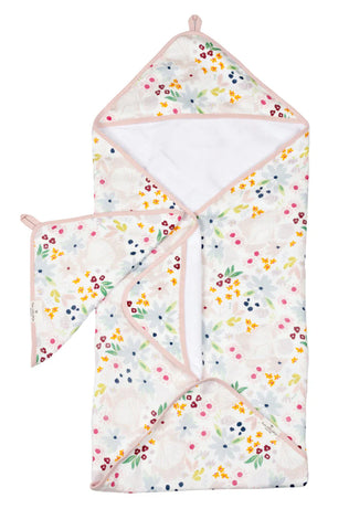 Loulou lollipop - Hooded towel set - Floral shell pattern