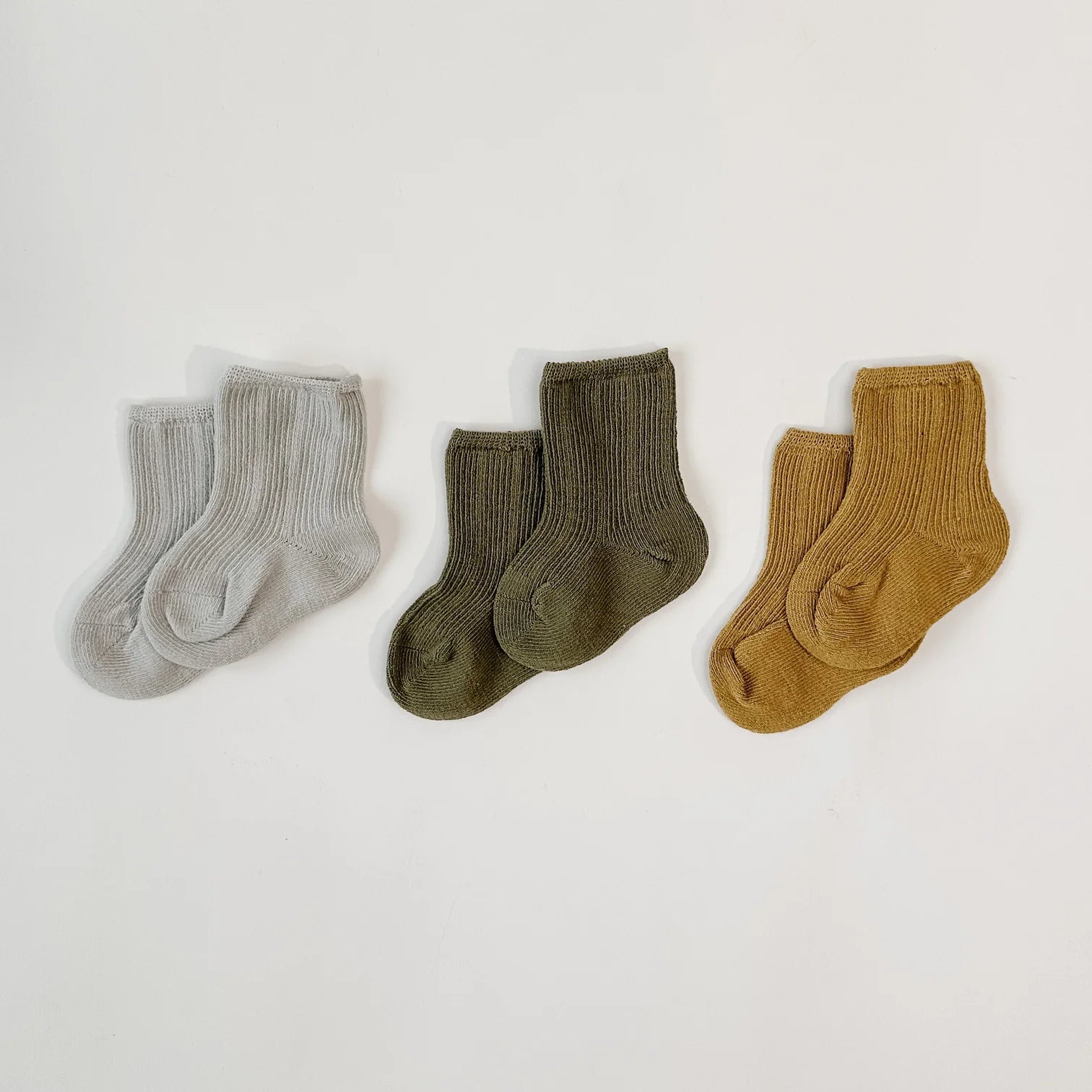 belanj-Chaussettes toutes sai sons 3 paires – Jaune / Argent / Olive 6-12 mois