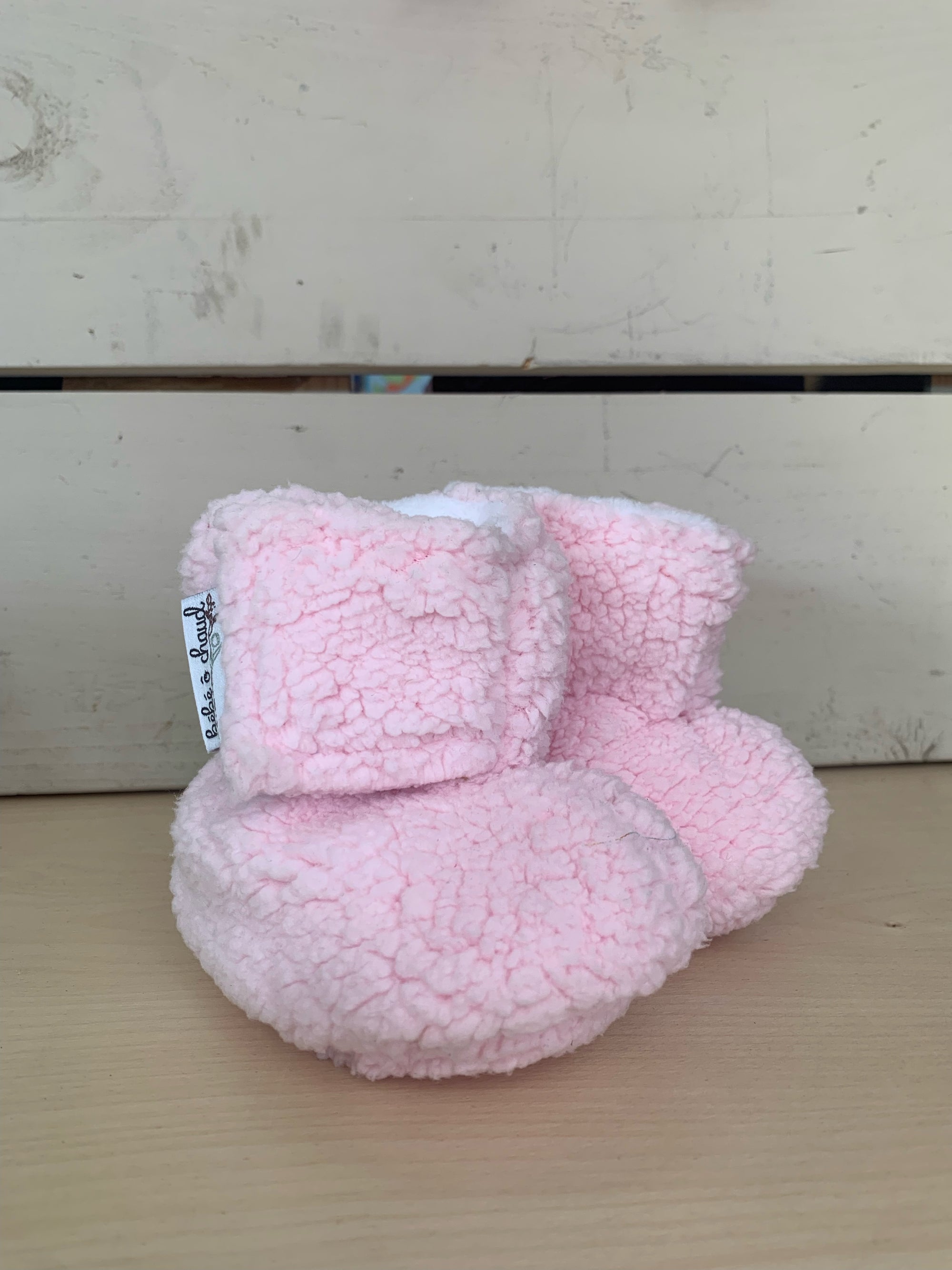 bébé o chaud-pantoufle rose sherpa 9-18 mois