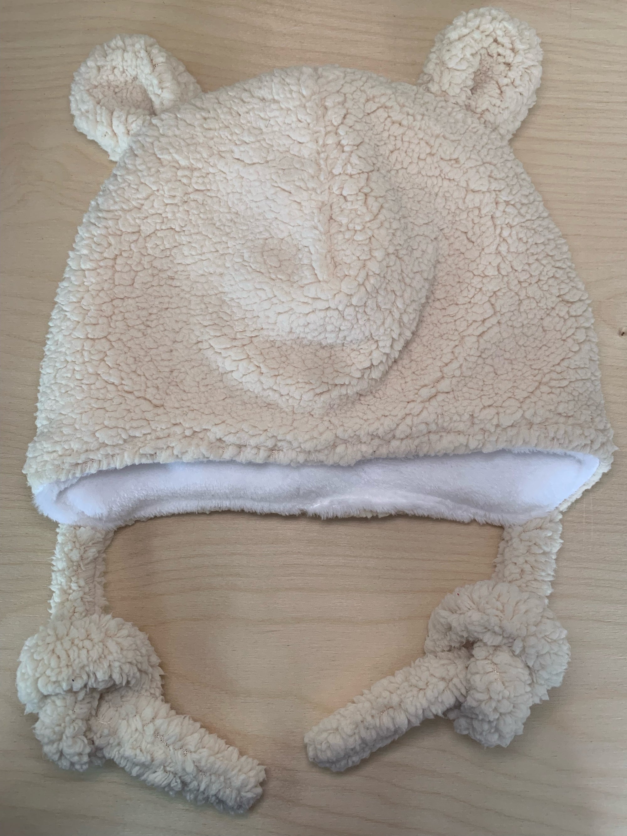 Baby warm sherpa hat, cream, 9-18 months