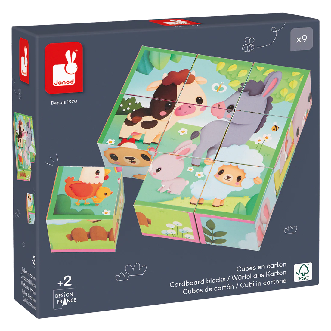 Janod- Ferme : cubes animaux de la ferme