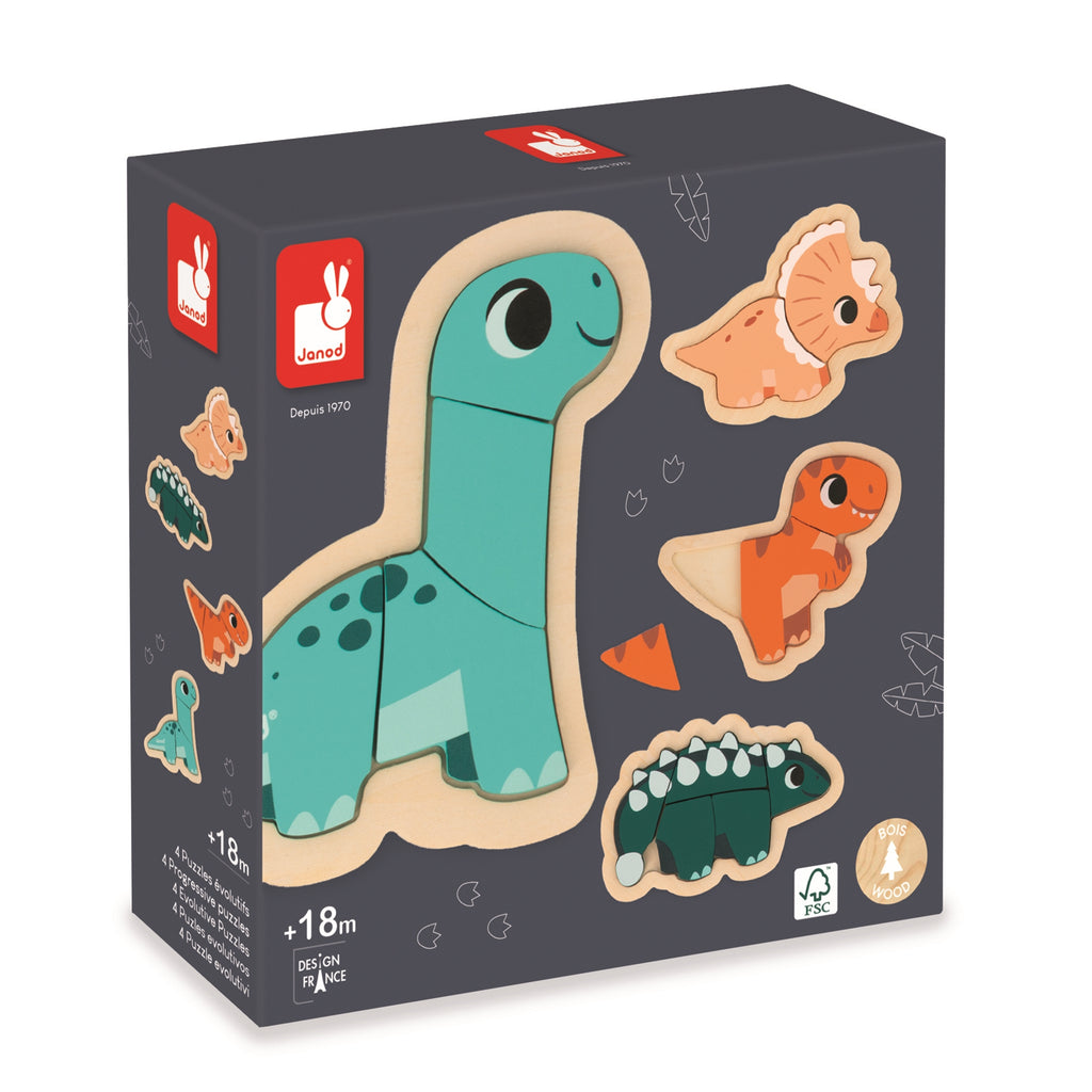 Janod-DINO - 4 PUZZLES EVOLUTIFS DINO