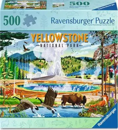 Casse-tête Yellowstone 500 pièces - Image du puzzle Ravensburger avec le parc national de Yellowstone.