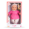 Corolle Mon grand Poupon Lise tulipe 36 cm dans sa boîte avec un look adorable en rose et blanc.