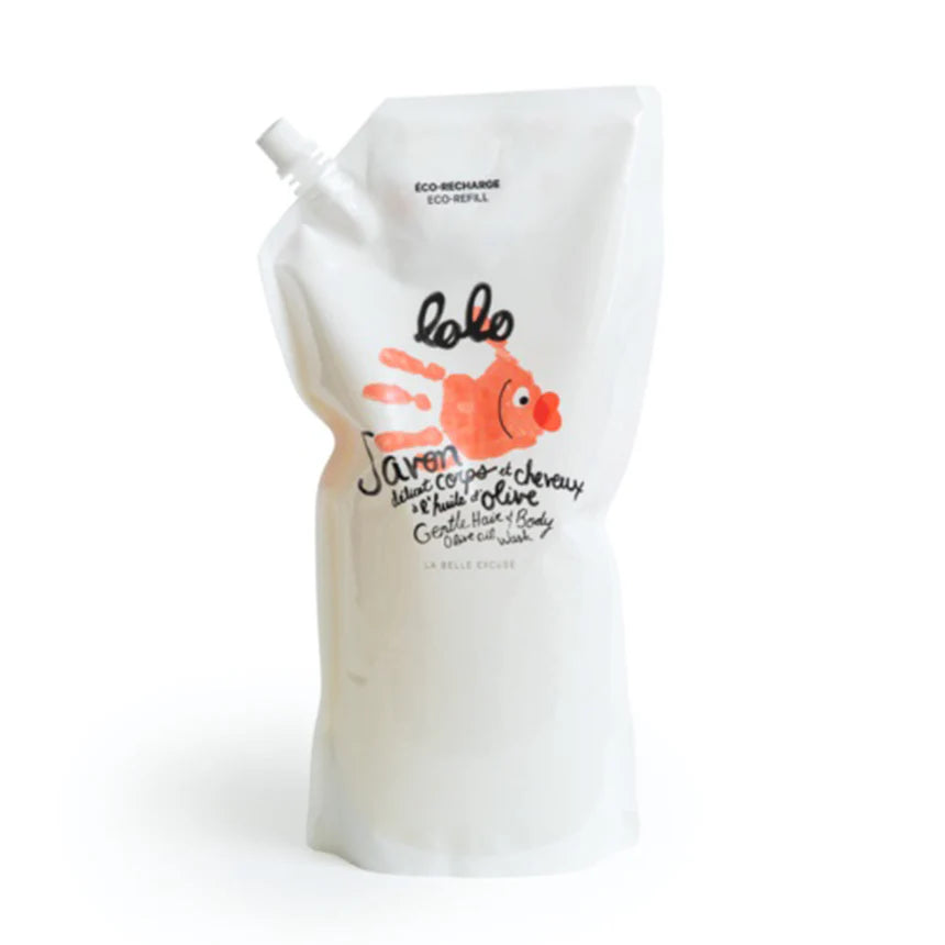 Lolo et Moi - Savon Délicat Corps et Cheveux à l'Huile d'Olive, Éco-recharge 1.5L