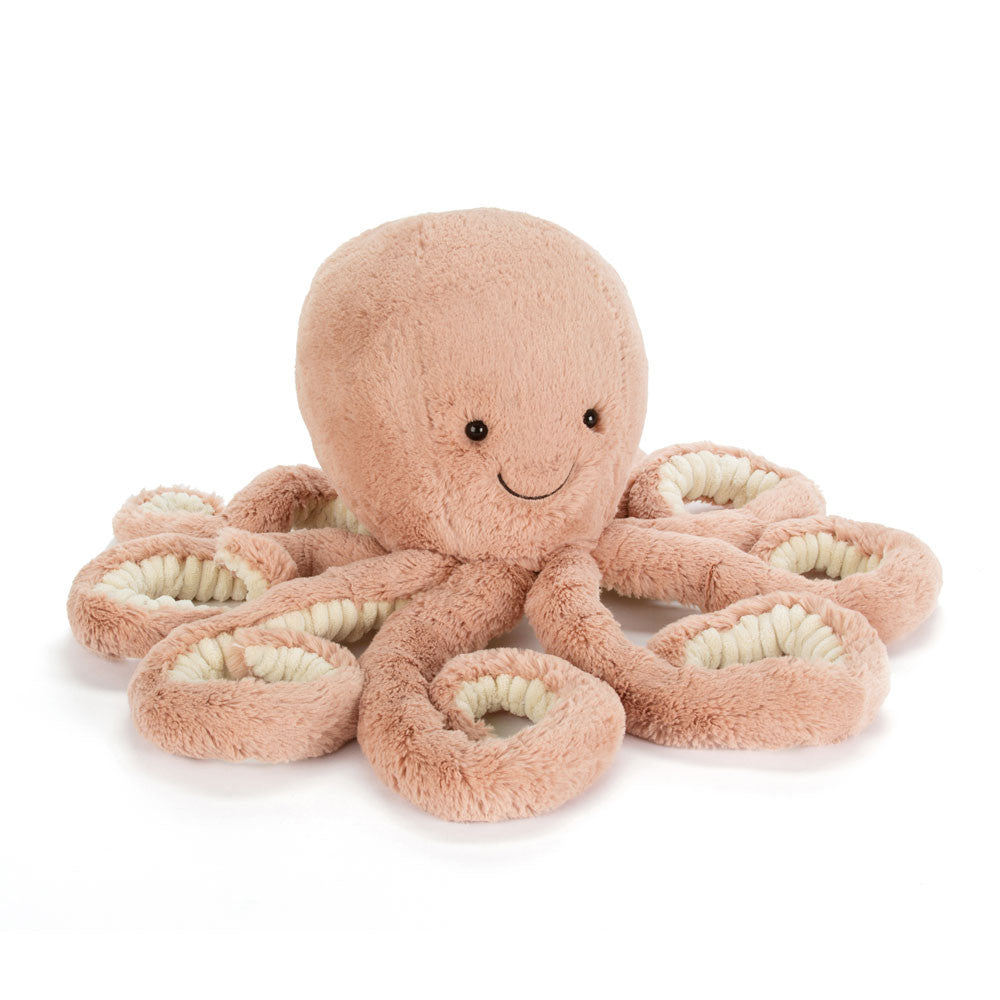 Jellycat Peluche Odell Octopus tout mignon avec huit bras, parfait pour les câlins et le jeu.