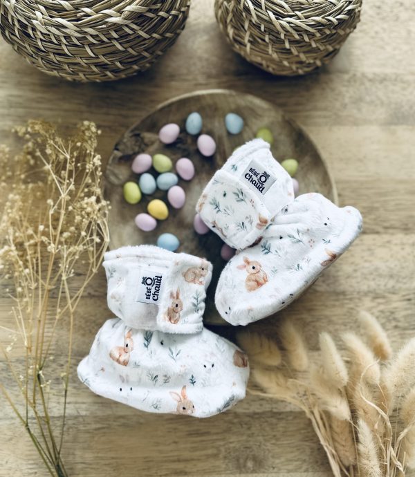 Bébé o chaud-Pantoufles à velcro – Lapinou