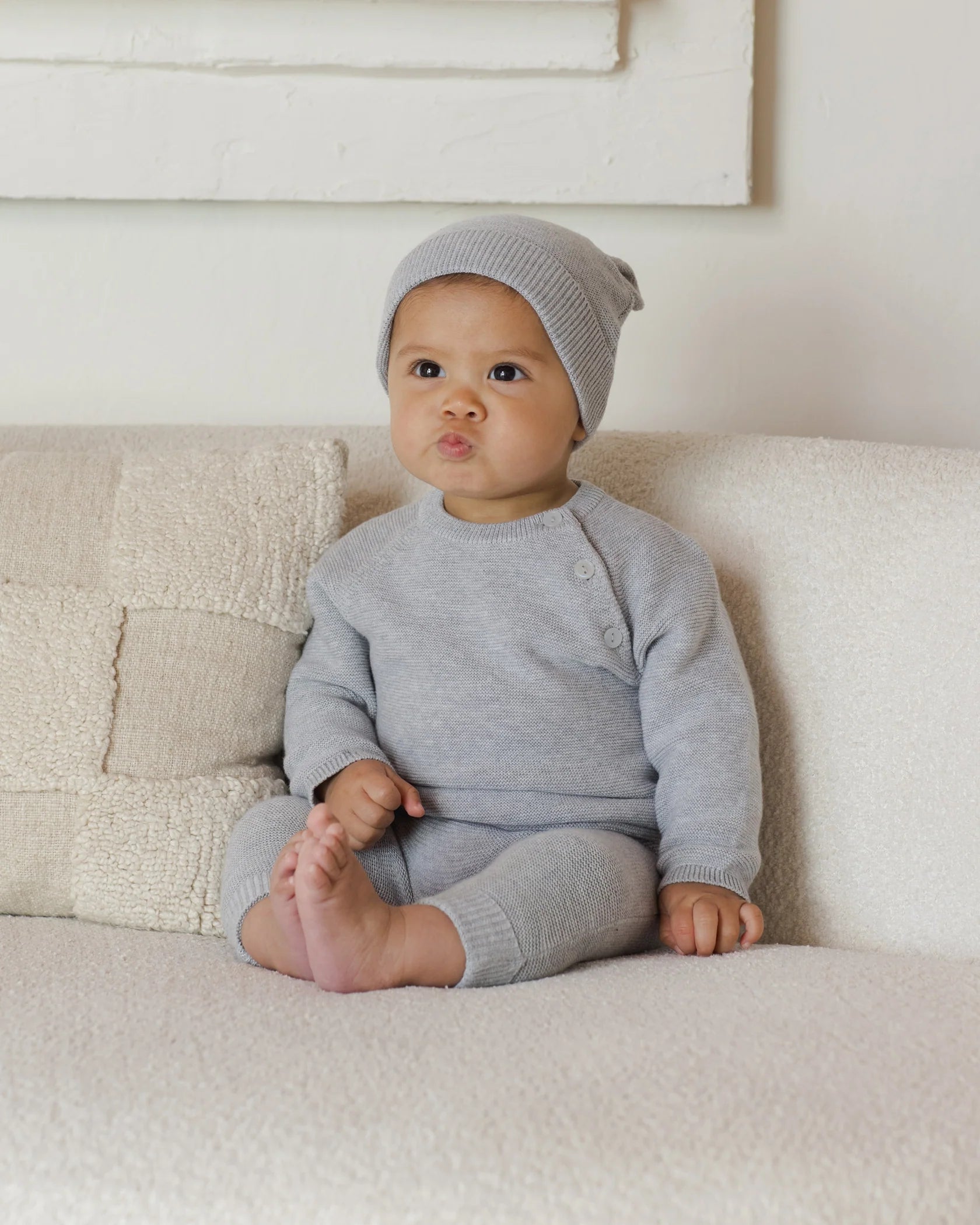 Pull en tricot Bailey || Bleu poussiéreux chiné