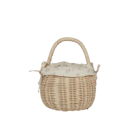 Rattan Berry Bunny Basket - Straw Rattan / Pansy by Olli Ella