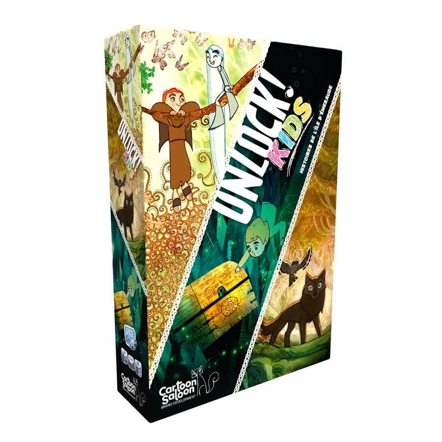 Unlock Kids histoire île d'émeraude - boîte de jeu avec personnages et énigmes pour enfants.