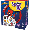 jeu Spot It Spiderman avec la boîte illustrée mettant en avant Spider-Man et des personnages variés.