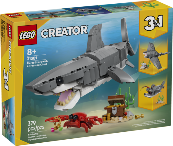 LEGO® Creator 3 en 1 Le requin féroce et le coffre au trésor (31381)