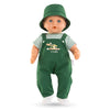 grand poupon Corolle Eliott 36 cm portant une salopette verte et un chapeau.
