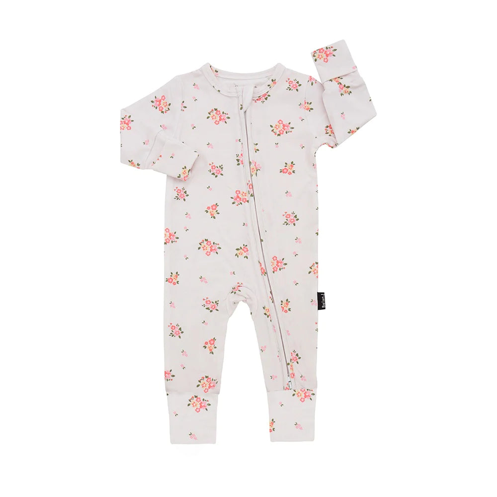 Sleeper with fold-over cuffs - Blushing Blossom 18-24 months