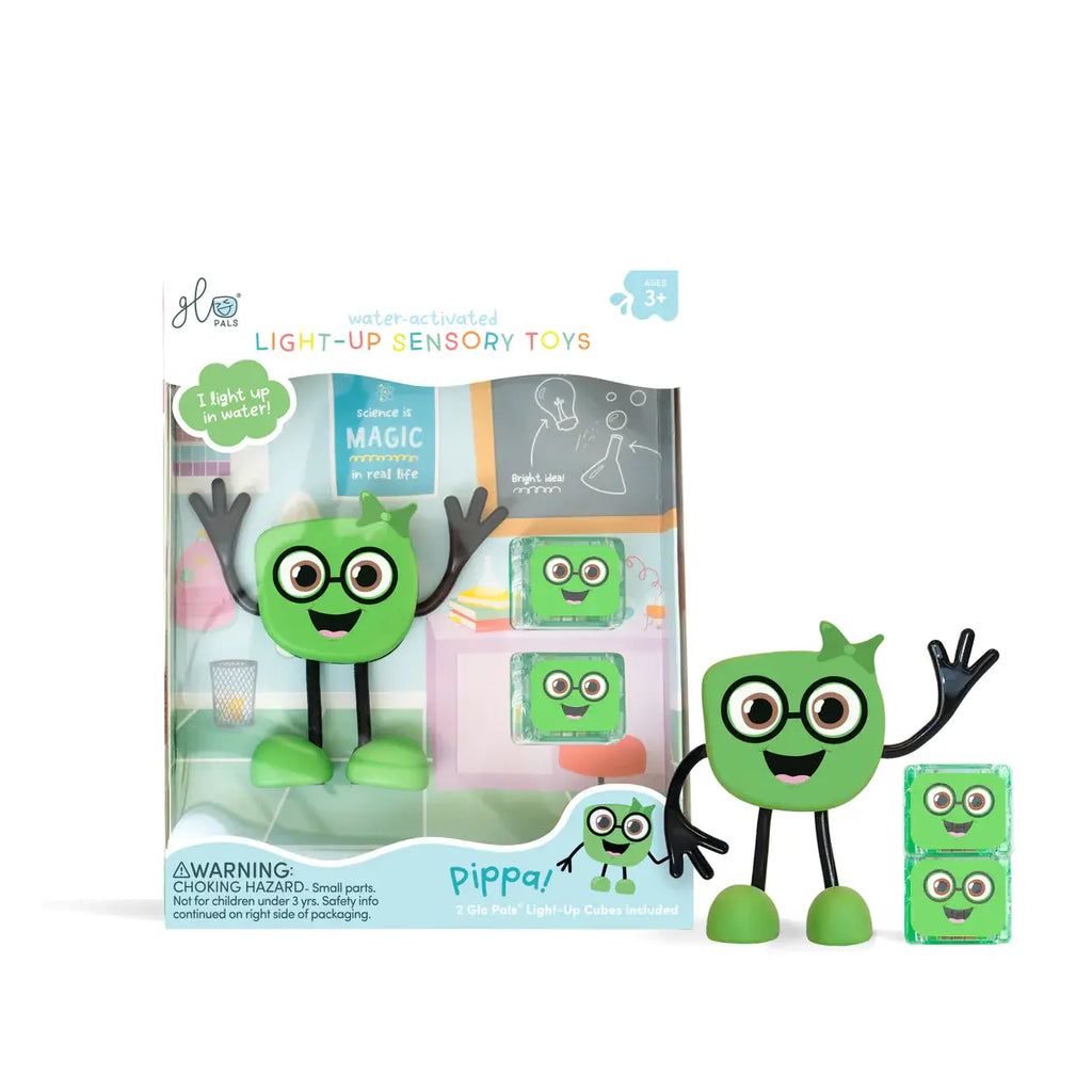 Glo Pals - Personnage avec 2 Cubes Lumineux Activés par l'Eau, Pippa 2.0