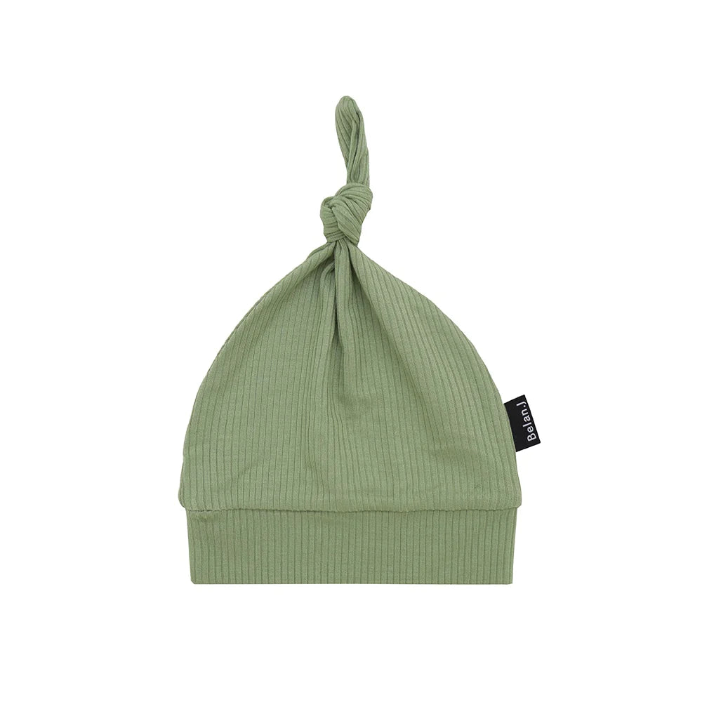 Ribbed Bamboo Knotted Hats - Clover 3-6 months