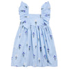 ROBE EN JERSEY FROISSÉ À IMPRIMÉ FLEURS - BLEU