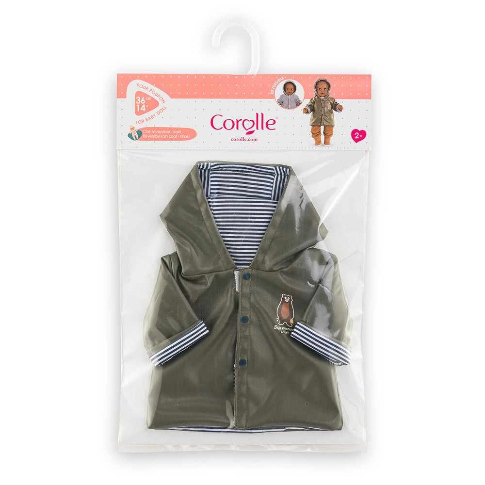 Imperméable réversible poupée Corolle 36 cm dans son emballage, idéal pour les petits poupons.