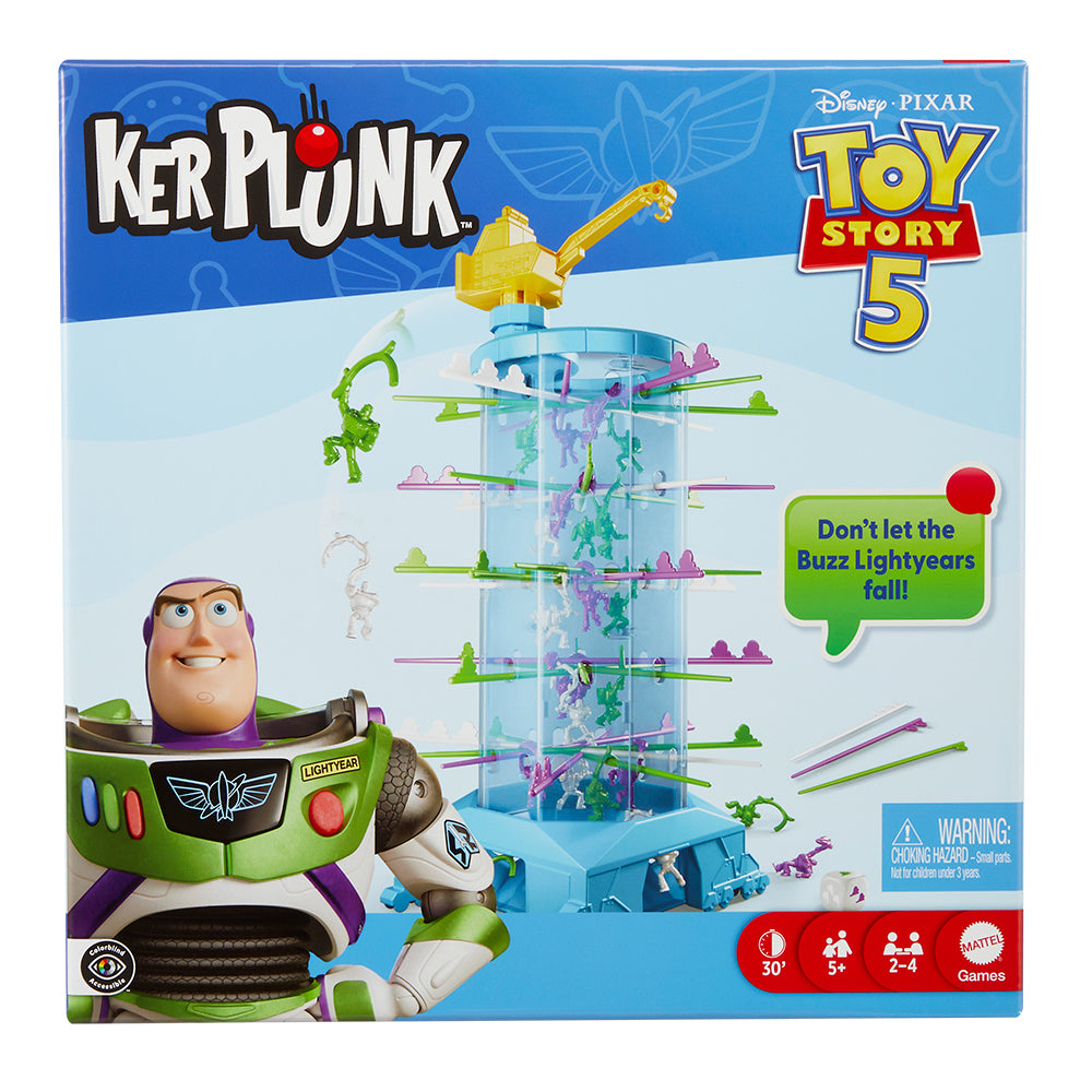 Histoire du jeu Kerplunk avec Toy Story 5, jeu amusant et interactif.