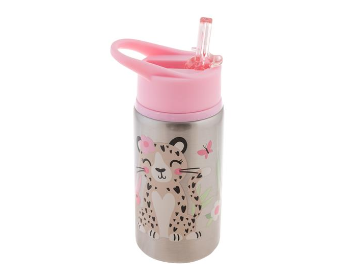 Stainless Steel Water Bottle with Flip Straw - Leopard Final Sale