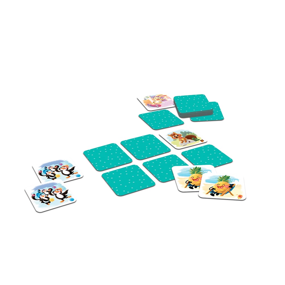 jeu de mémoire Ludo & Méninge avec cartes illustrées et personnages amusants pour toute la famille.