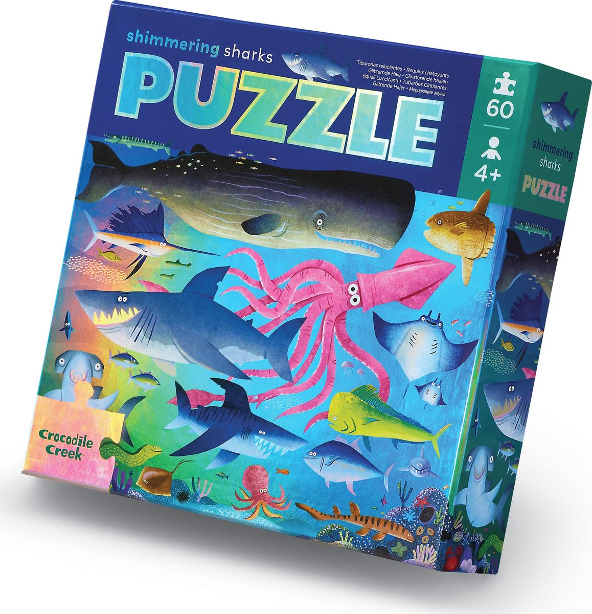 Crocodile Creek Puzzle requin scintillant de 60 pièces, 1 pièce