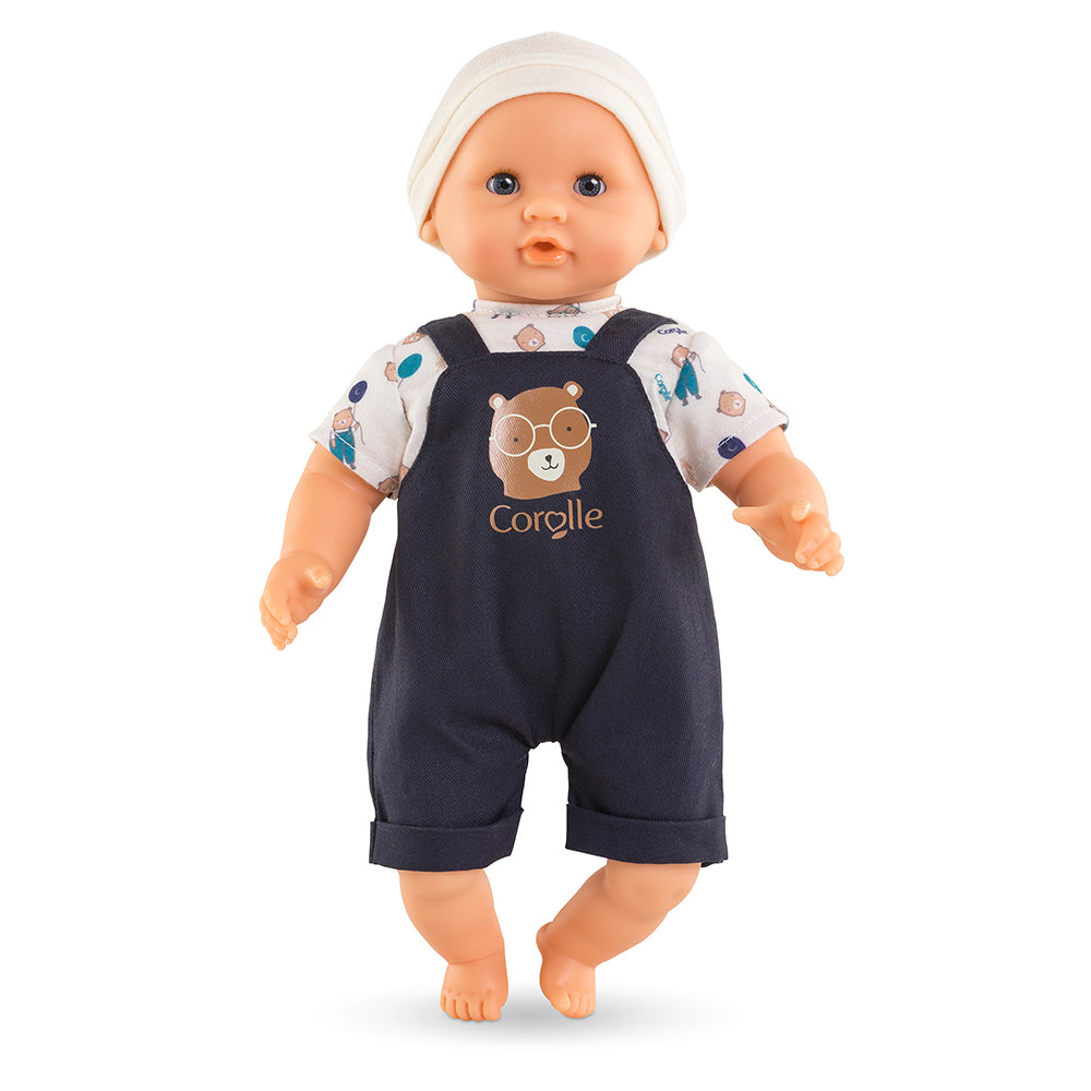 Poupon réaliste pour enfant, Bébé Calin Maël de 30 cm avec vêtements colorés et bonnet.