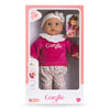 Poupon bébé Câlin Maria 30 cm en boîte, vêtue d'un pull rose et pantalon floral, idéale pour les jeux d'imitation.