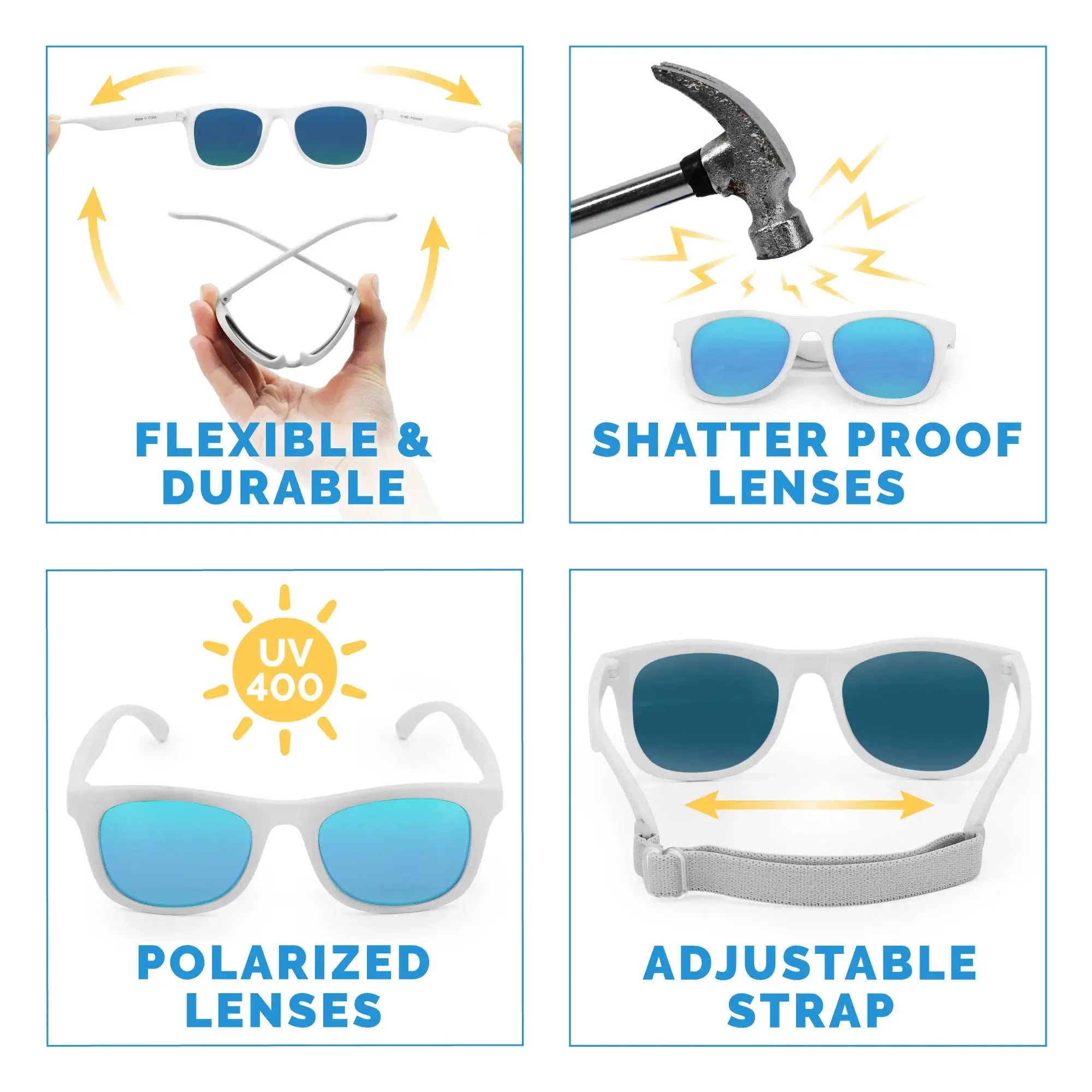 lunettes de soleil Urban Xplorer avec lentilles polarisées, flexibles, et strat de soutien, protection UV 400.