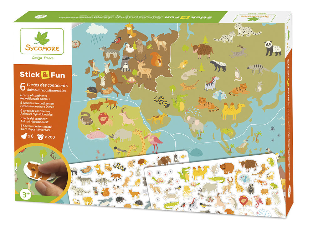 Stick'N Fun - XL 6 World Maps - Animals