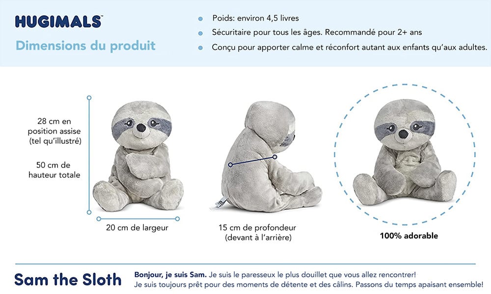 Peluche Hugimals - Sam le paresseux