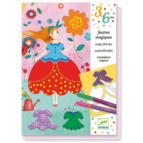 Djeco 09886 - Magic felt-tips / Marie's pretty dresses