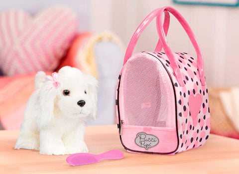 Pucci - Pink Polka Dot Print Bag w/Maltese Pup