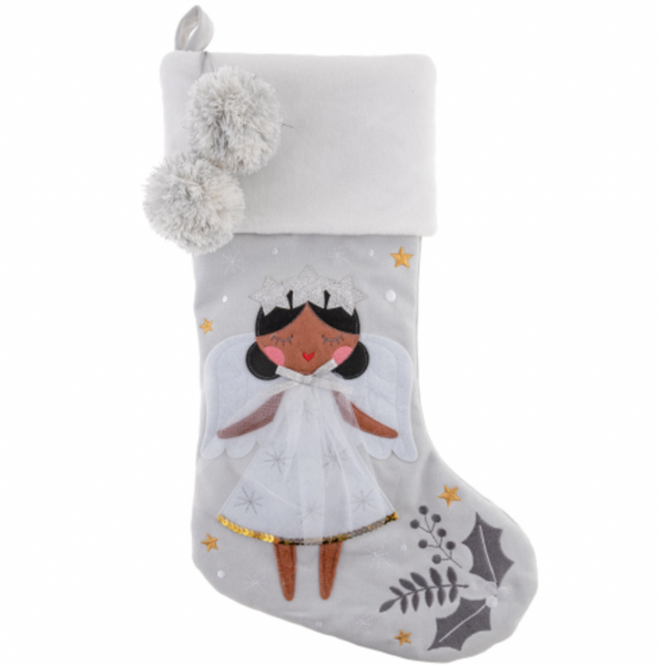 HOLIDAY EMBROIDERED STOCKING ANGEL