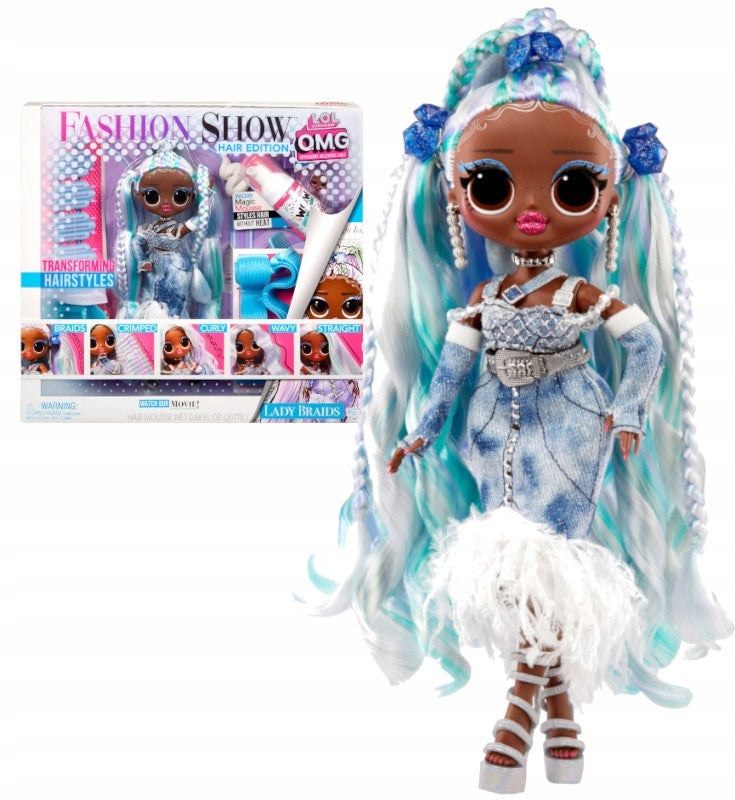 OMG FASHION SHOW HAIR EDITION LADY BRAIDS FASHION DOLL WITH MAGIC