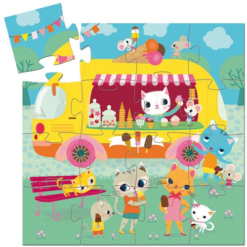 Djeco 07264 Silhouette Puzzle / The ice cream truck / 16 pcs